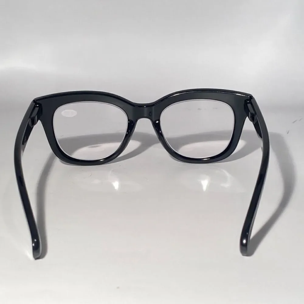 1142 Mona Reading Glasses 2.50 Sq Eyeglasses Black Frames Readers NWT